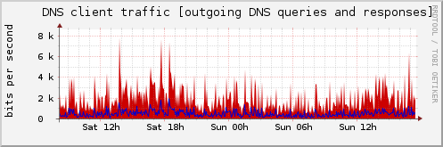 DNS client traffic [outgoing DNS queries and responses]